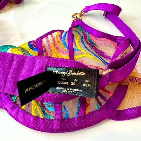 Honey Birdette Solange Rainbow Lingerie 5 Piece Set 30F, XXS - Picture 6 of 12